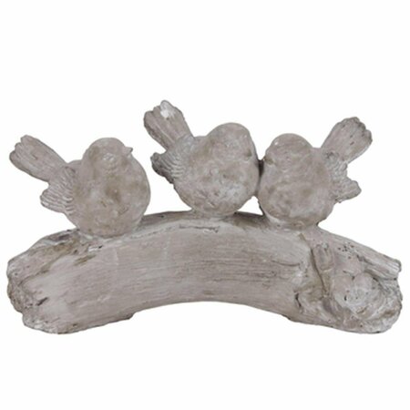 SMARTGIFTS Cement Three Bird Figurines on Branch Concrete Finish - Gray SM3245035